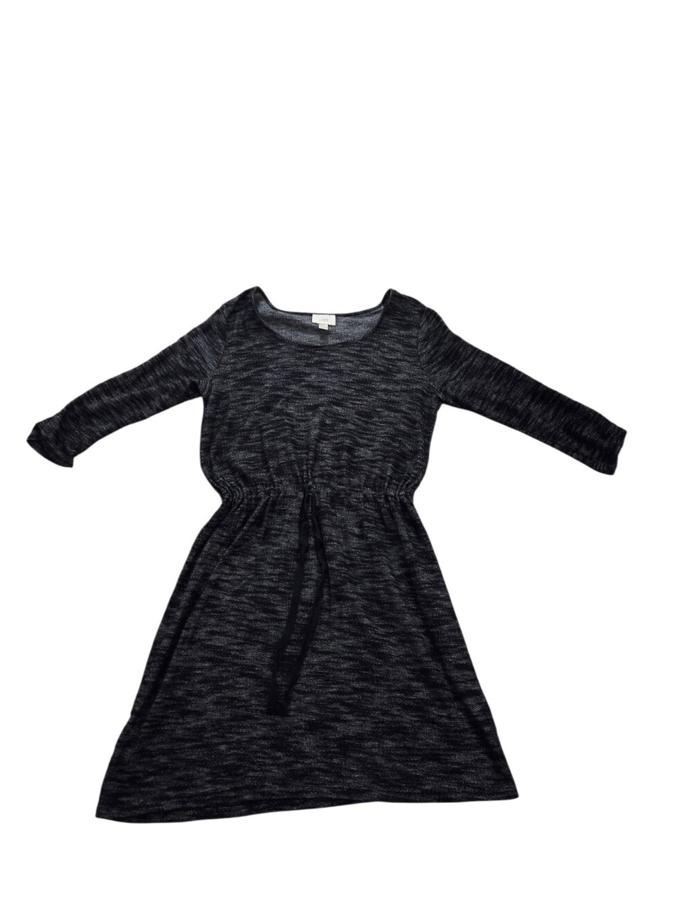 Loft black/white marble long sleeve crew neck dress, L. EUC.